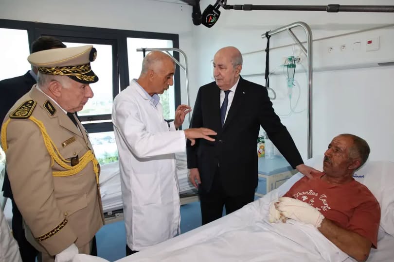 Le président de la République s’enquiert à l’Hôpital des grands brûlés de Zéralda de l’état des blessés évacués des wilayas sinistrées